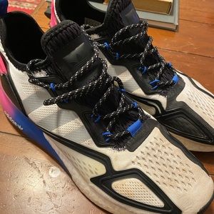 Adidas ZX 2K Boost Mens Model FX8835 Pink, White, Blue - Used, Free Shipping!